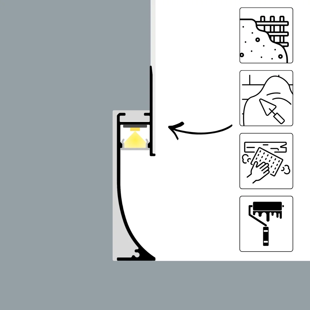 Profil LED plinta SHADOW GAP alb, 2 metri [5]