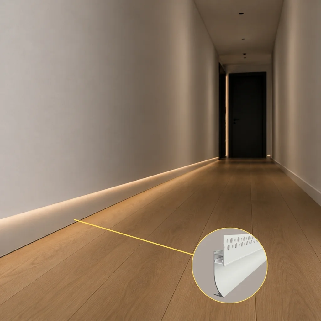 BANDA LED - Profil LED plinta SHADOW GAP alb, 2 metri