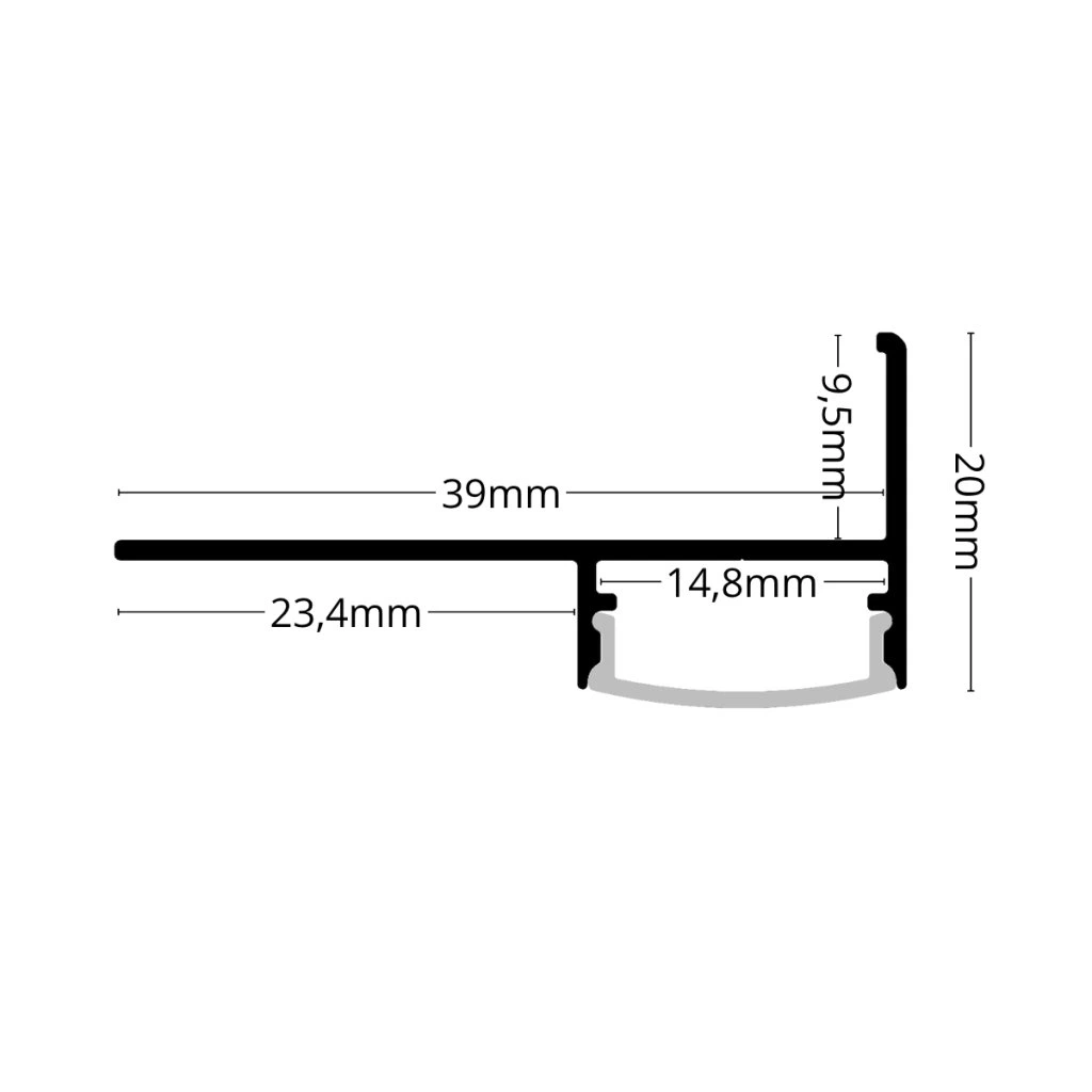 Profil LED aluminiu negru pentru trepte, scari gresie [1]