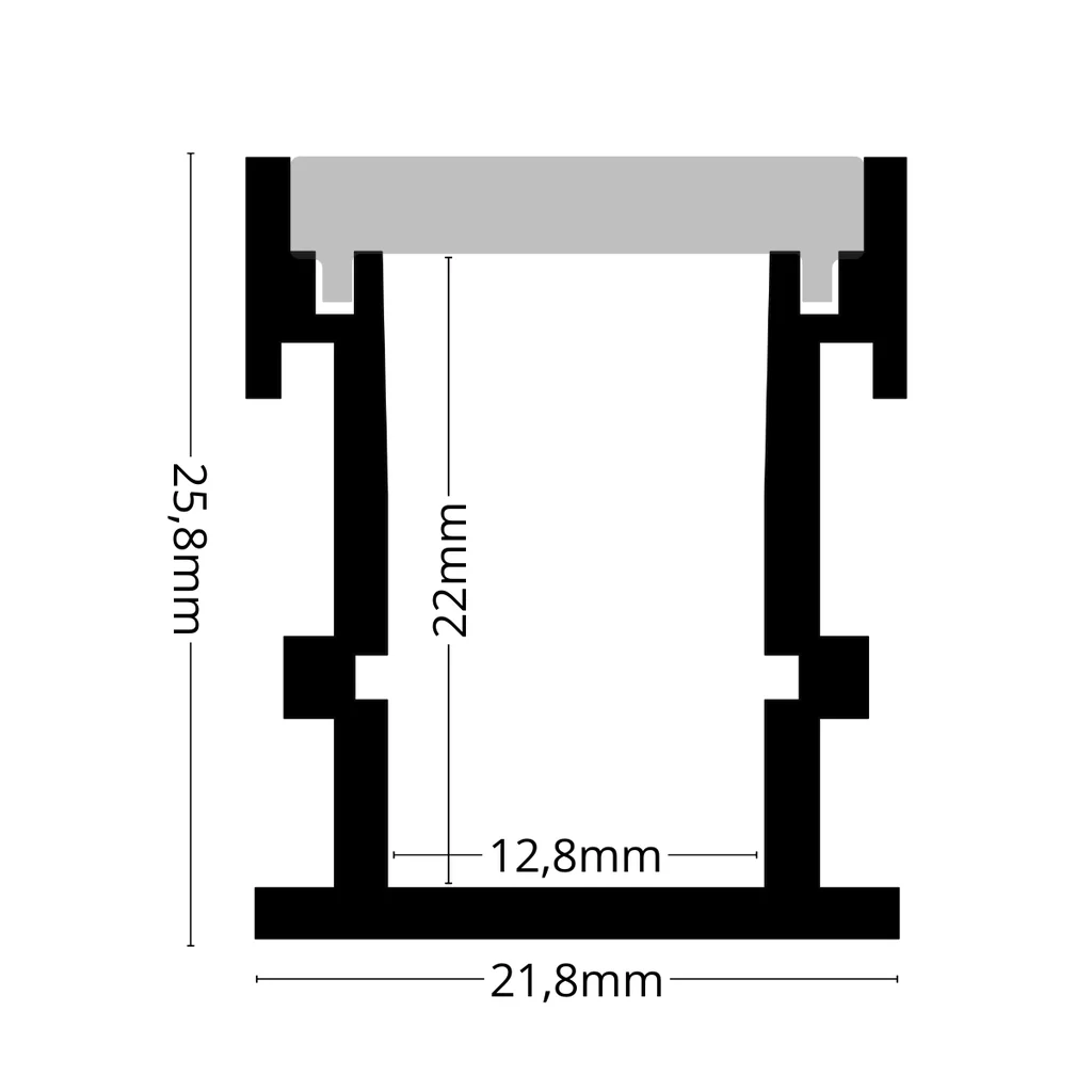 Profil LED aluminiu pardoseală 2m pentru bandă LED, rezistent trafic, 21.8mm x 25.8mm [1]