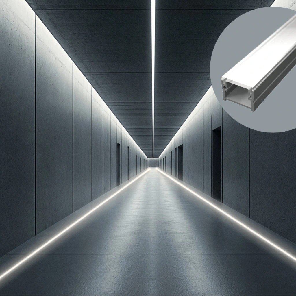 Profil Led Pardoseala Incastrat Gri 2 Metri 12.7 mm / 16 mm [2]