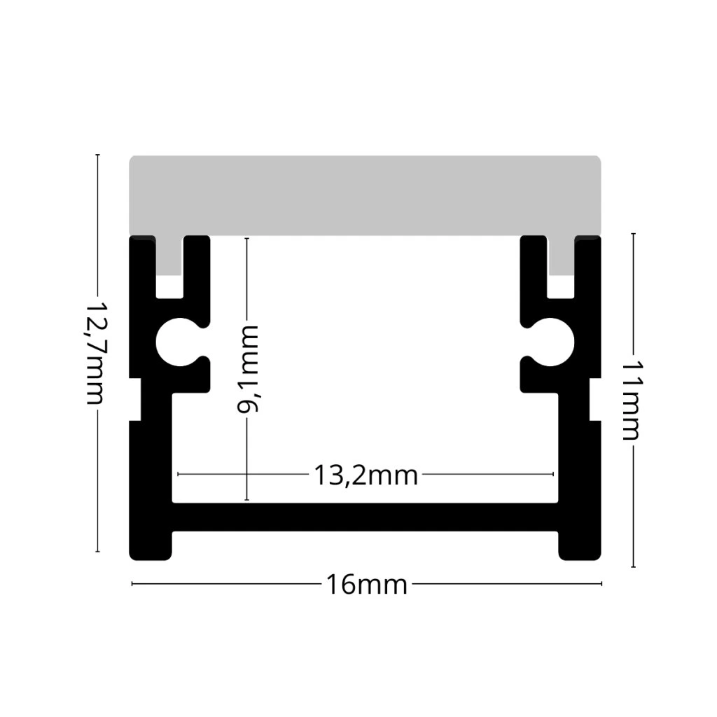 Profil Led Pardoseala Incastrat Gri 2 Metri 12.7 mm / 16 mm [1]