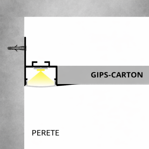 Profil LED Scafa  2 Metri Gri Montaj Tavan cu Perete [1]