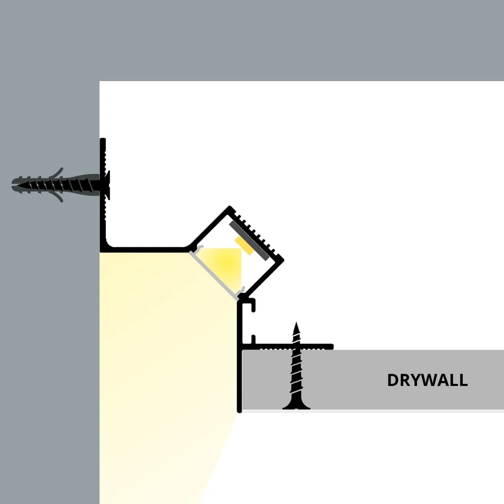 Profil led SHADOW GAP 45 grade scafa 2 metri