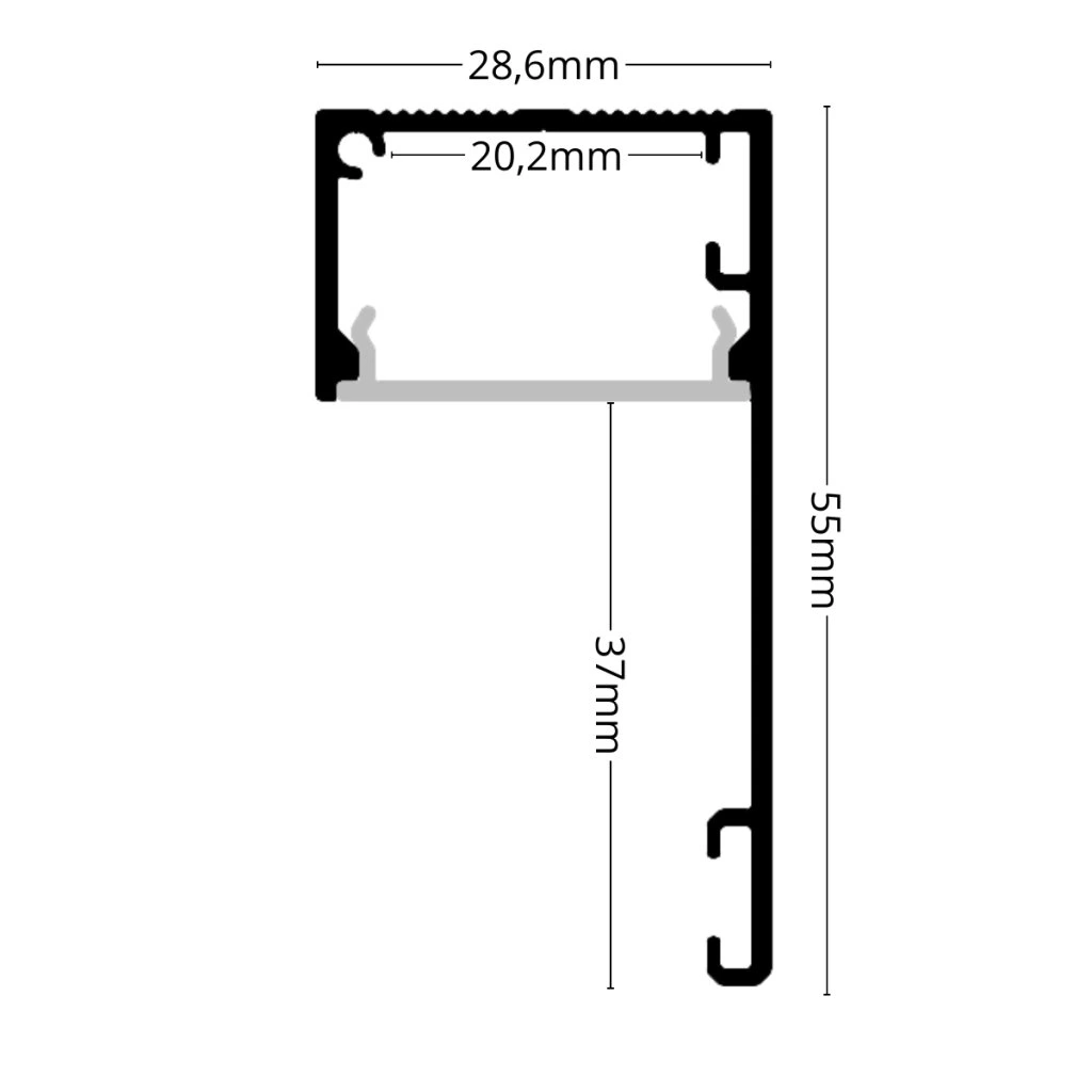 Profil LED Shadow Gap Perdea LINE Negru Aparent 2 Metri [3]