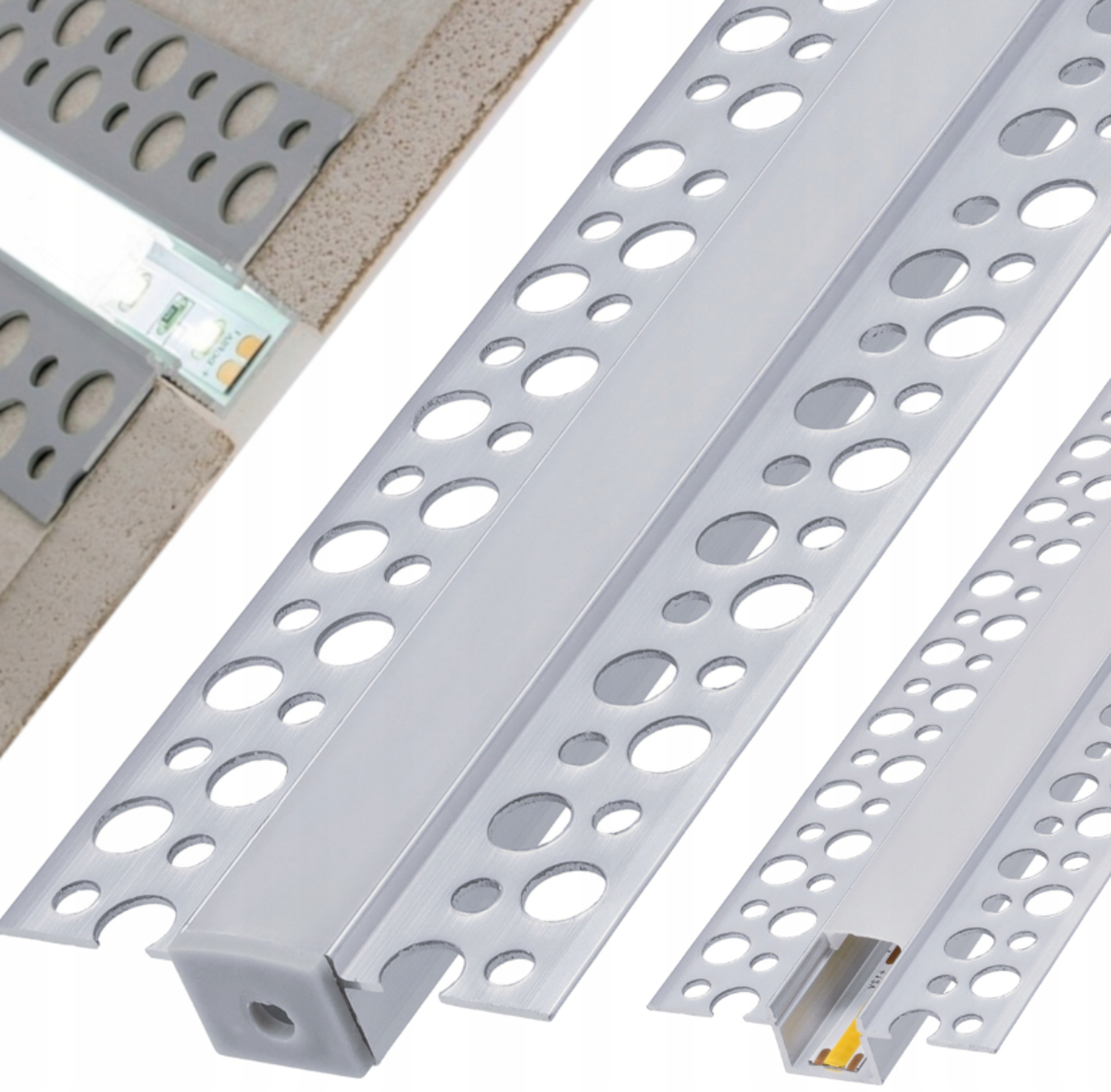 Profil banda led 15mm din aluminiu, ingust, pentru rigips/tencuiala/sub decorativa, incastrat, lungime 2 metri