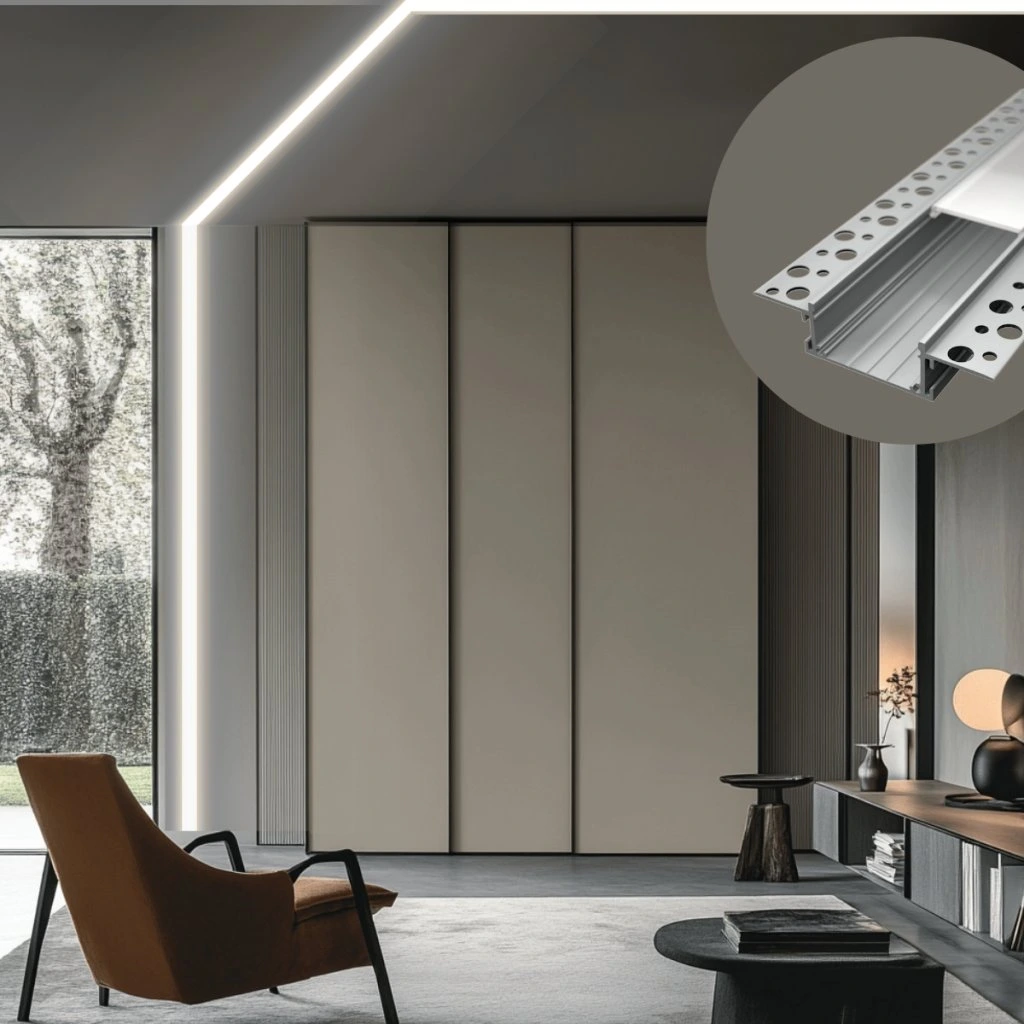 Profil banda led pentru rigips/tencuiala, 34mm/2m, montaj incastrat [3]