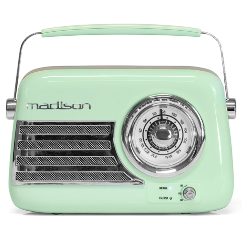 RADIO FM PORTABIL NOSTALGIA 15W CU FUNCTIE BT/AUX - VERDE LUCIOS [3]
