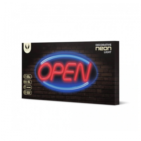 Reclama luminoasă neon led lumină albastră model open [2]
