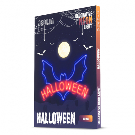 Reclama luminoasă neon LED, lumină roșie și albastră, model Halloween - iluminat decorativ pentru petrecerea de Halloween [2]