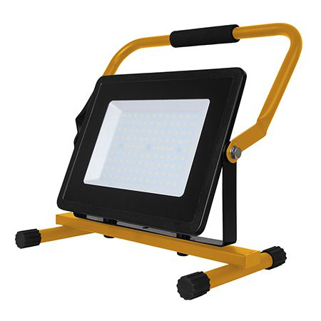 ILUMINAT EXTERIOR - REFLECTOR LED CU SUPORT 100W 6400K IP65 NEGRU/GALBEN