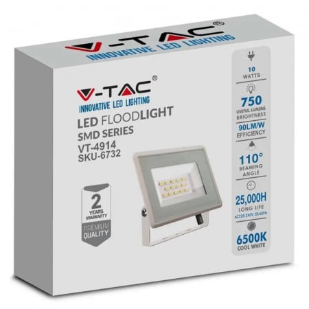 REFLECTOR LED SMD 10W 6400K IP65 - ALB [3]