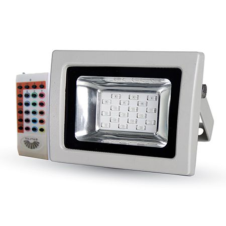 ILUMINAT EXTERIOR - REFLECTOR LED SMD 10W RGB CU SENZOR LUMINA IP65 ALB