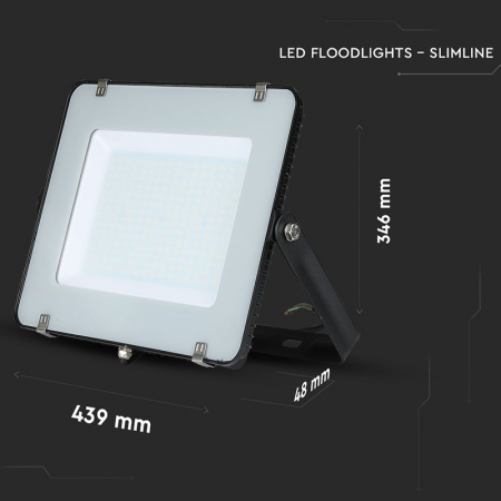 Reflector LED SMD 200W 6500K IP65, 16500lm,  Negru -Rezistent la apa, CIP Samsung, Lumină Puternică [10]