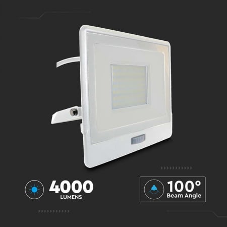 REFLECTOR LED SMD 50W 4000K IP65 CU SENZOR MISCARE - ALB [3]