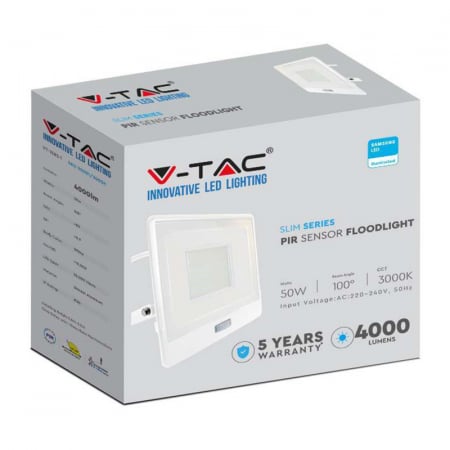 REFLECTOR LED SMD 50W 4000K IP65 CU SENZOR MISCARE - ALB [7]