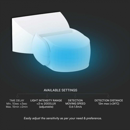 SENZOR DE MISCARE 300W 180GR IP65 - ALB [5]