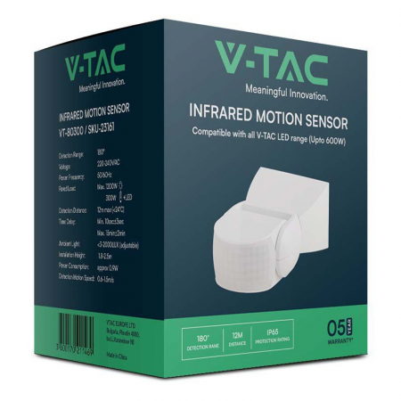 SENZOR DE MISCARE 300W 180GR IP65 - ALB [2]