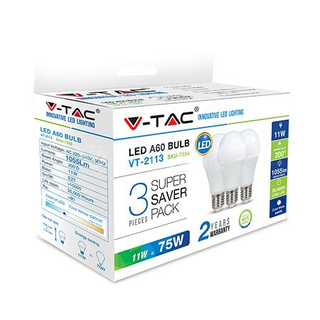 Becuri Led - Set 3 becuri led G45 E27 5.5W 4000K alb neutru V-tac