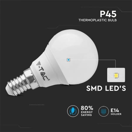 Set 6 becuri e14 p45 5.5w 6400k alb rece V-tac [4]