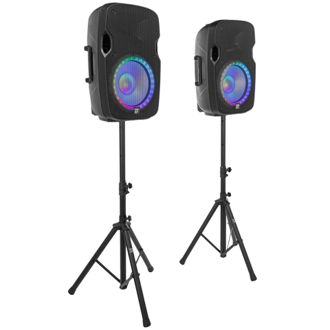 SET BOXE 2X12"/30CM 2X250W RMS 1 ACTIV + 1 PASIV USB/SD/BT/FM [12]