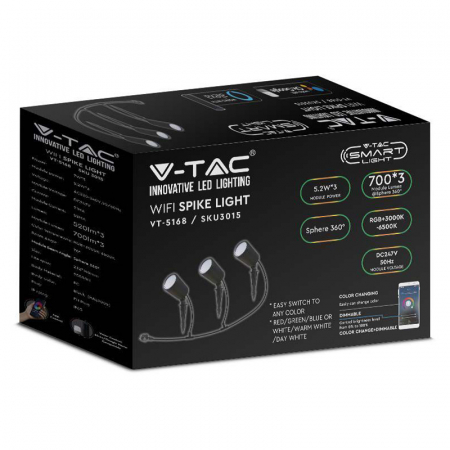 Set corp iluminat led RGB, 3in1, 5.2w, ip65, negru, V-TAC 3015 [2]