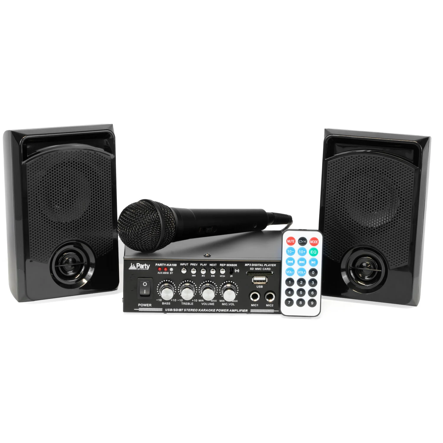 Echipamente DJ - SET KARAOKE CU AMPLIFICATOR 2X50W + 2 BOXE CU BLUETOOTH/USB/SD stc