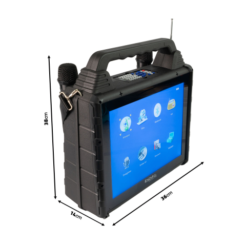 SET PORTABIL KARAOKE CU ECRAN INCORPORAT 14.1" SI 2 MIC WIRELESS [2]