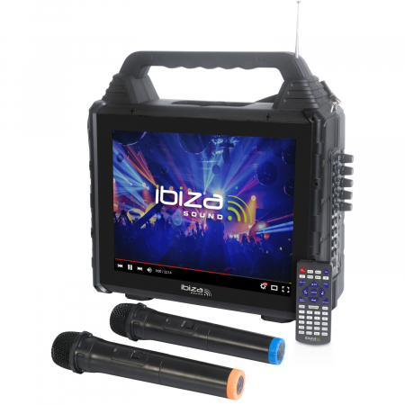 SET PORTABIL KARAOKE CU ECRAN INCORPORAT 14.1" SI 2 MIC WIRELESS [1]