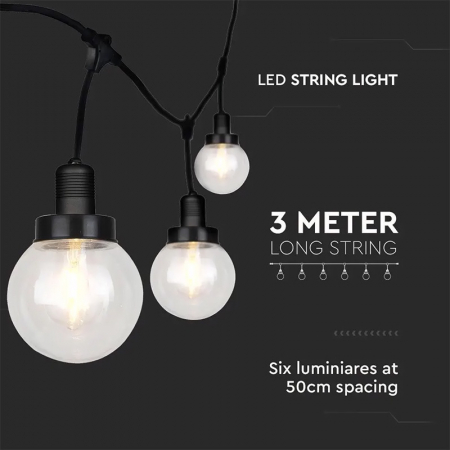 Ghirlanda luminoasa 6 becuri E27, 3metri, protectie IP65, V-TAC [3]