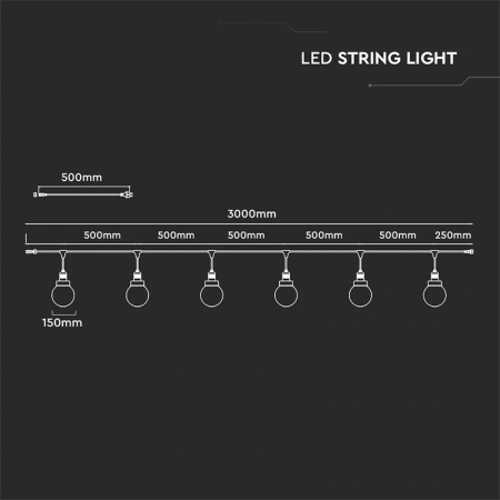 Ghirlanda luminoasa 6 becuri E27, 3metri, protectie IP65, V-TAC [2]