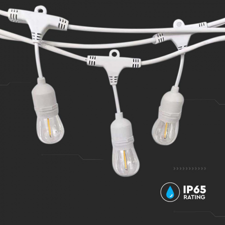 Ghirlanda luminoasa 10 socluri pentru becuri E27, 15 metri, protectie IP65, V-TAC, alb [5]