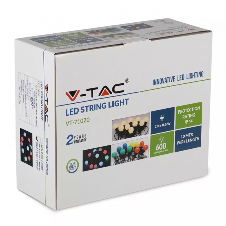 Ghirlanda luminoasa cu 20 becuri de 0,5W fiecare, 10 metri IP44 , 6000K ALB RECE [2]