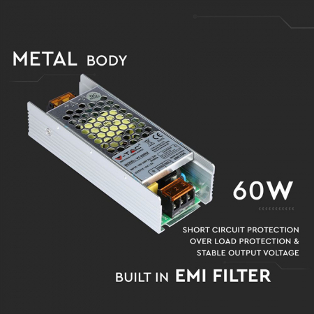 Sursa alimentare SMPS slim 12V 5A 60W V-Tac [6]