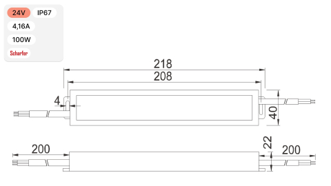 Sursă de alimentare impermeabilă Scharfer SCH-100-24 / IP67 / 24V / 4.16A / 100W 7 Ani Garantie [3]