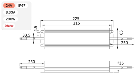 Sursă de alimentare impermeabilă Scharfer SCH-200-24 / IP67 / 24V / 8.33A / 200W 7 Ani Garantie [3]