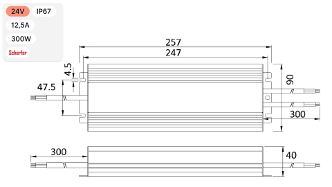 Sursă de alimentare impermeabilă Scharfer SCH-300-24 / IP67 / 24V / 12.5A / 300W 7 Ani Garantie [3]