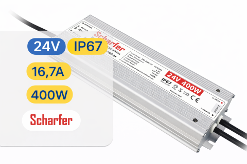 BANDA LED - Sursă de alimentare impermeabilă Scharfer SCH-400-24 / IP67 / 24V / 16.7A / 400W 7 Ani Garantie