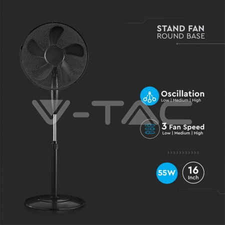 VENTILATOR 16" 125CM 55W - NEGRU [2]