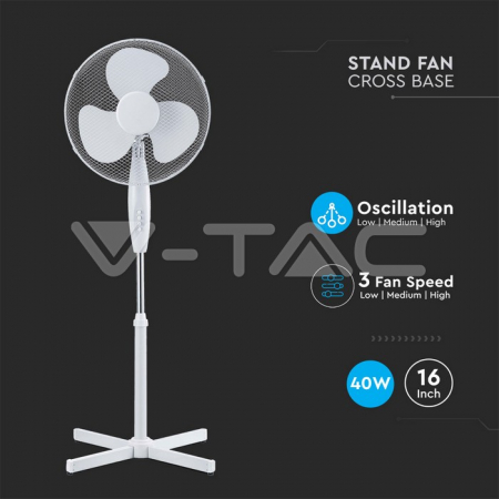 Ventilator cu Picior Reglabil 120 cm, 40W, 3 Trepte de Viteză – Silențios, Alb Elegant [2]