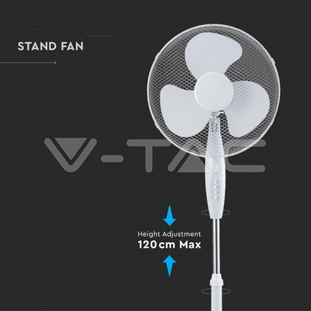 Ventilator cu Picior Reglabil 120 cm, 40W, 3 Trepte de Viteză – Silențios, Alb Elegant [3]