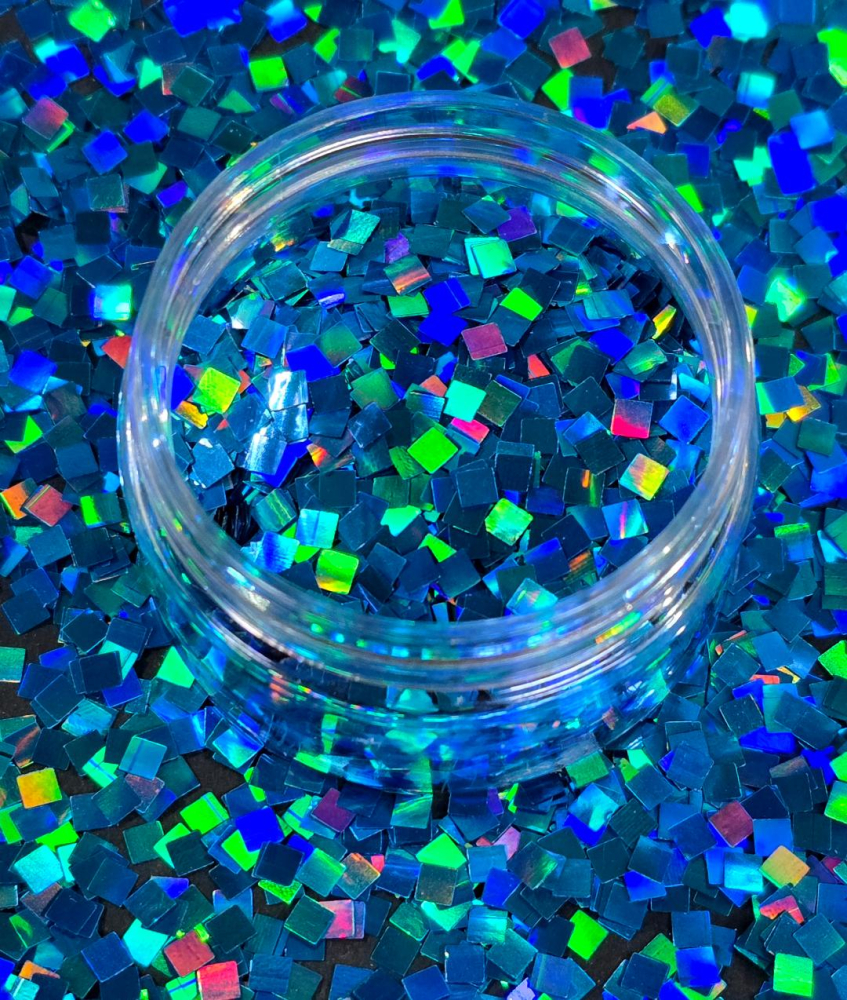 GLITTER HOLOGRAPHIC PATRAT - ALBASTRU TOPAZ 10 GR [1]