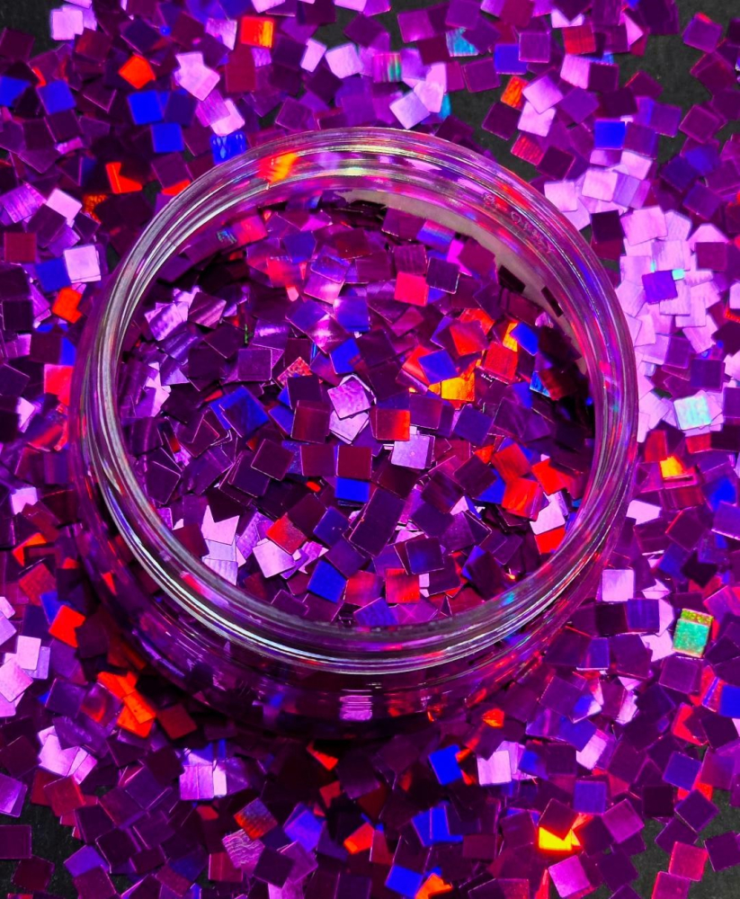 GLITTER HOLOGRAPHIC PATRAT - MAGENTA 10 GR [1]