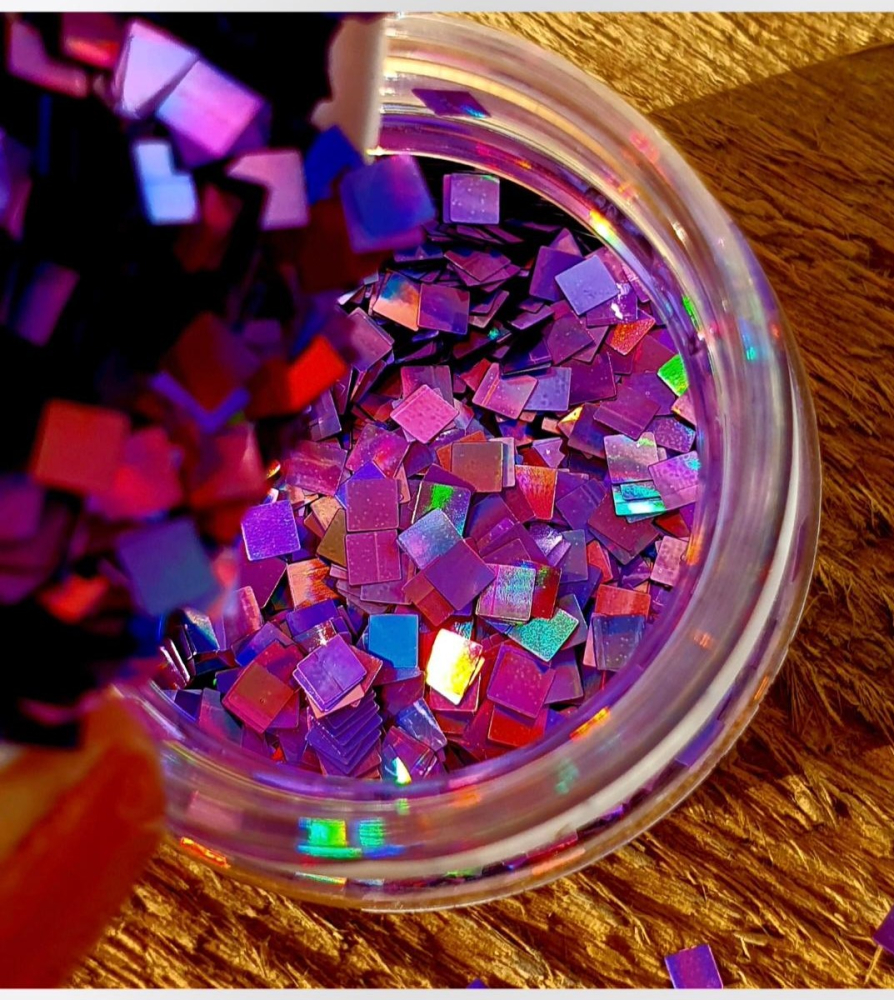 GLITTER HOLOGRAPHIC PATRAT - VIOLET 10 GR [2]