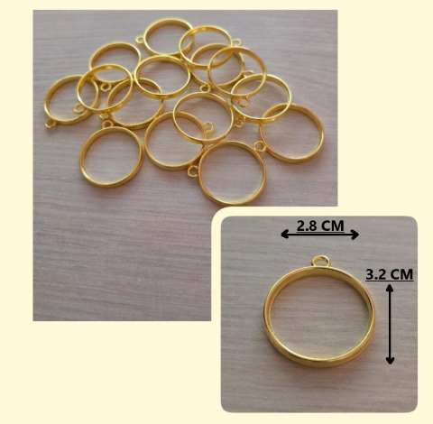 ACCESORII PENTRU RASINA EPOXIDICA - CADRU PANDANTIV ROTUND AURIU SET 15 BUC