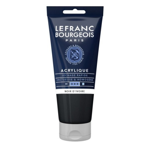 CULORI ACRILICE FINE LEFRANC BOURGEOIS 80 ML - CULORI ACRILICE FINE LEFRANC BOURGEOIS IVORY BLACK - 80 ML