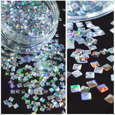 GLITTER HOLOGRAPHIC 3D - GLITTER HOLOGRAPHIC 3D PATRAT SILVER - 4 GR