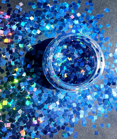 - PATRAT - GLITTER HOLOGRAPHIC PATRAT - ALBASTRU 10 GR