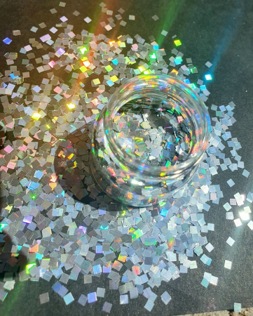 - PATRAT - GLITTER HOLOGRAPHIC PATRAT - ARGINTIU 10 GR