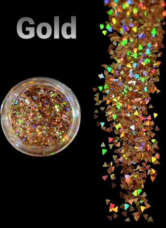 GLITTER HOLOGRAPHIC SHAPES - GLITTER HOLOGRAPHIC PATRAT - AURIU 10 GR